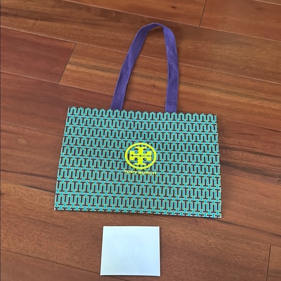 Tory Burch purple, green, and turquoise gift bag - Picture 1 of 3